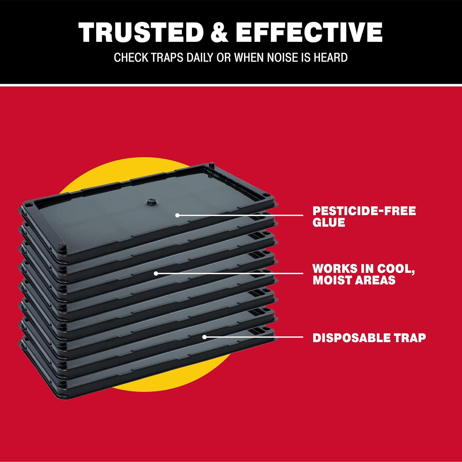 Catchmaster Rat, Snake and Mouse Traps 10Pk, Large Bulk Glue Rat Traps for Home, Adhesive Plastic Tray for Inside House, Snake, Mice, & Spider Catcher, Pest Control for House & Garage