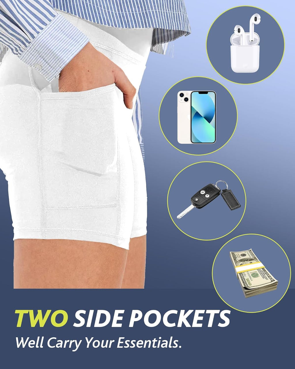 CAMPSNAIL Biker Shorts Women with Pockets - 3"/5"/8" High Waisted Workout Spandex Tummy Control Gym Running Yoga Shorts