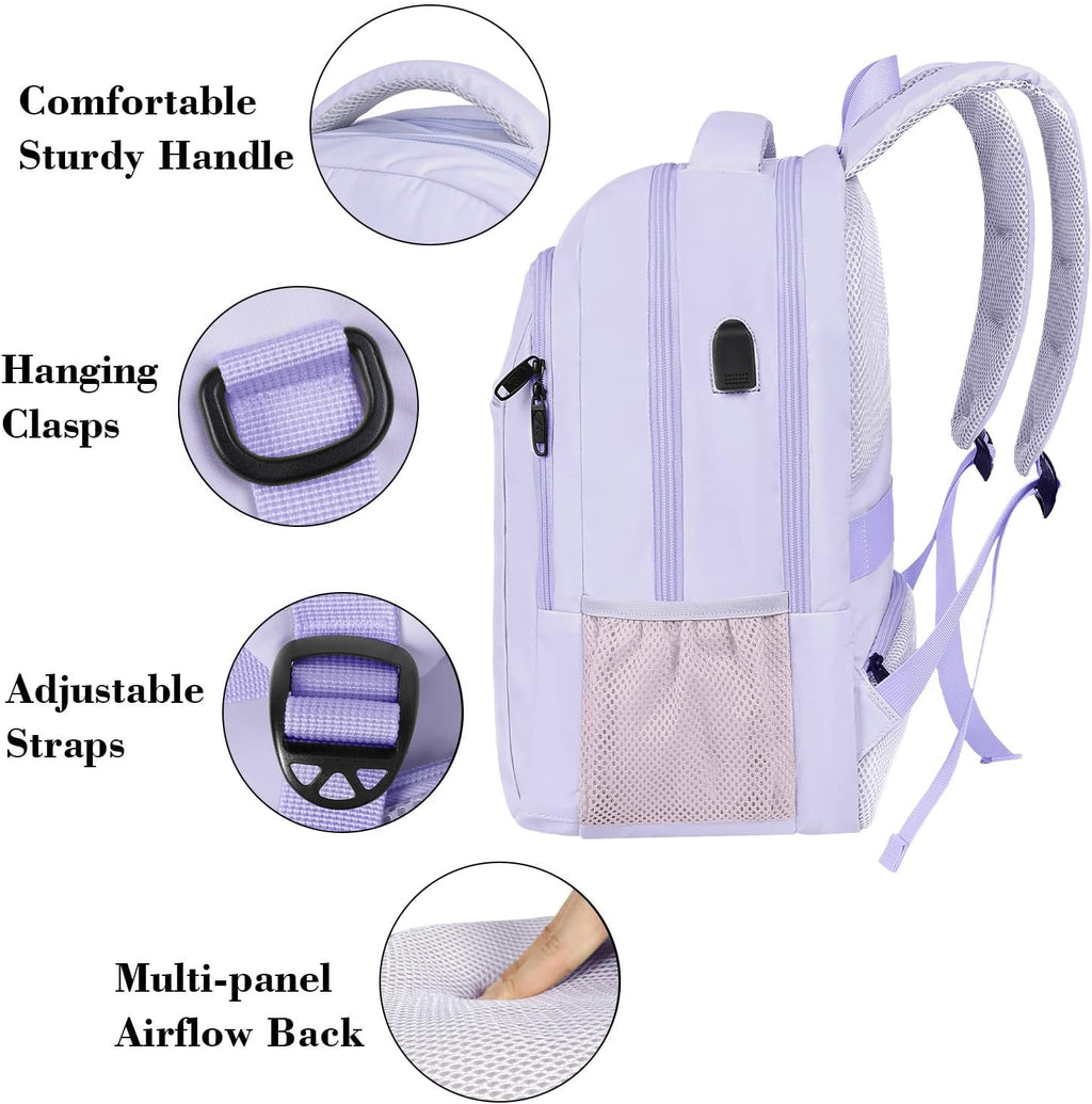 MATEIN Travel Laptop Backpack, Business Anti Theft Slim Sturdy Laptops Backpack with USB Charging Port, Water Resistant College School Computer Bag Gift for Men & Women Fits 15.6 Inch Notebook, Grey