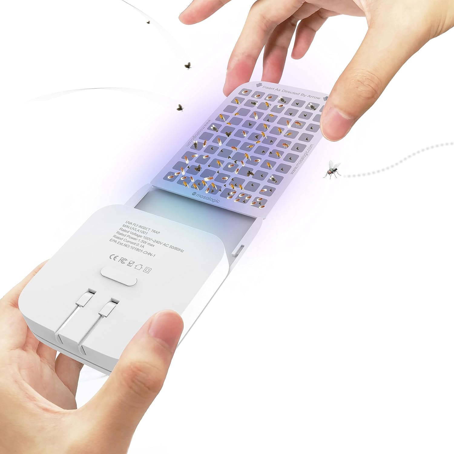 Mosalogic Fruit Fly Traps for Indoors Gnat Trap for House Indoor- 600 Sqft Protection Area UV Fly Insect Trapper for Fruit Flies，Gnat，Mosquito，and Other Flying Insect Plug in Bug Killer White