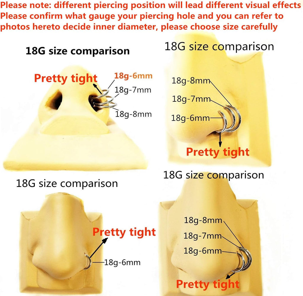 ORANGELOVE Hypoallergenic Nose Rings 20G 18G 16G 14G 12G 10G 8G 316l Surgical Steel Septum Jewelry Hinged Segment Ring Body Piercing Nose Hoop Lip Rings Nose Helix Cartilage Rook Earrings