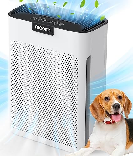 Air Purifiers for Home Large Room 2200 Ft² with Washable Filters, MOOKA HEPA Filter Pet Air Purifier for Bedroom with Fragrance, Air Cleaner for Smoke Dust Pollen Pets Hair Odor, KJ190L White