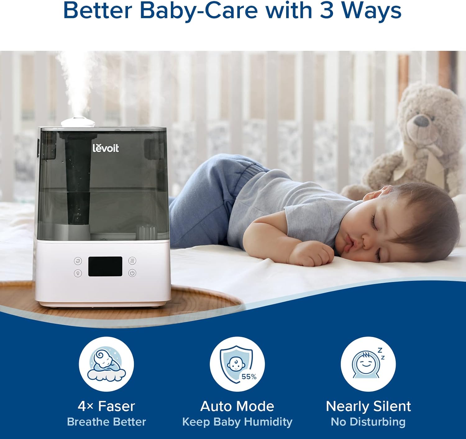 LEVOIT Smart Humidifiers for Bedroom Large Room Home,(6L) Cool Mist Top Fill Essential Oil Diffuser for Baby & Plants,Smart App & Voice Control, Rapid Humidification & Auto Mode-Quiet Sleep Mode, Gray