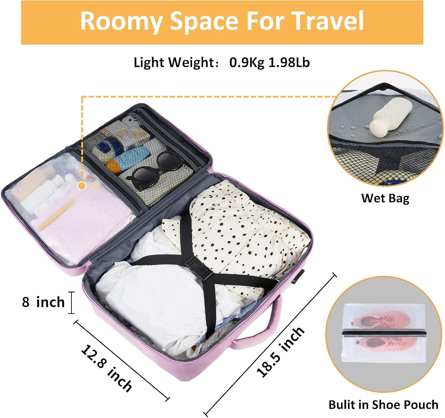 Taygeer Travel Backpack for Women, Carry On Backpack with USB Charging Port & Shoe Pouch, TSA 15.6inch Laptop Mochila Flight Approved, Nurse Bag Casual Daypack for Weekender Business Hiking, Pink