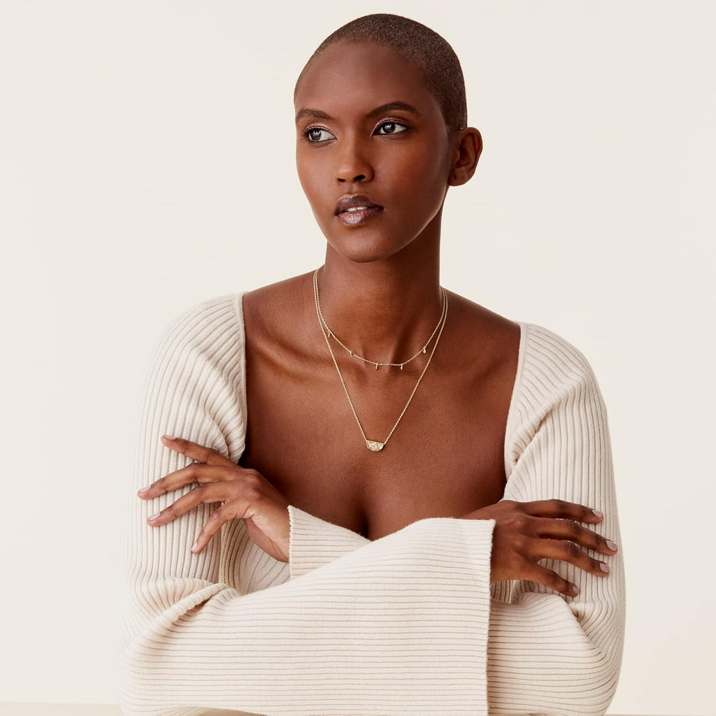 PAVOI 14K Gold Plated Layering Necklaces | Stylish Minimalist Design Pendant Necklaces | Bar, Circle, Lotus, Disc, Dog Tag, Horizontal Bar Pendants for Women