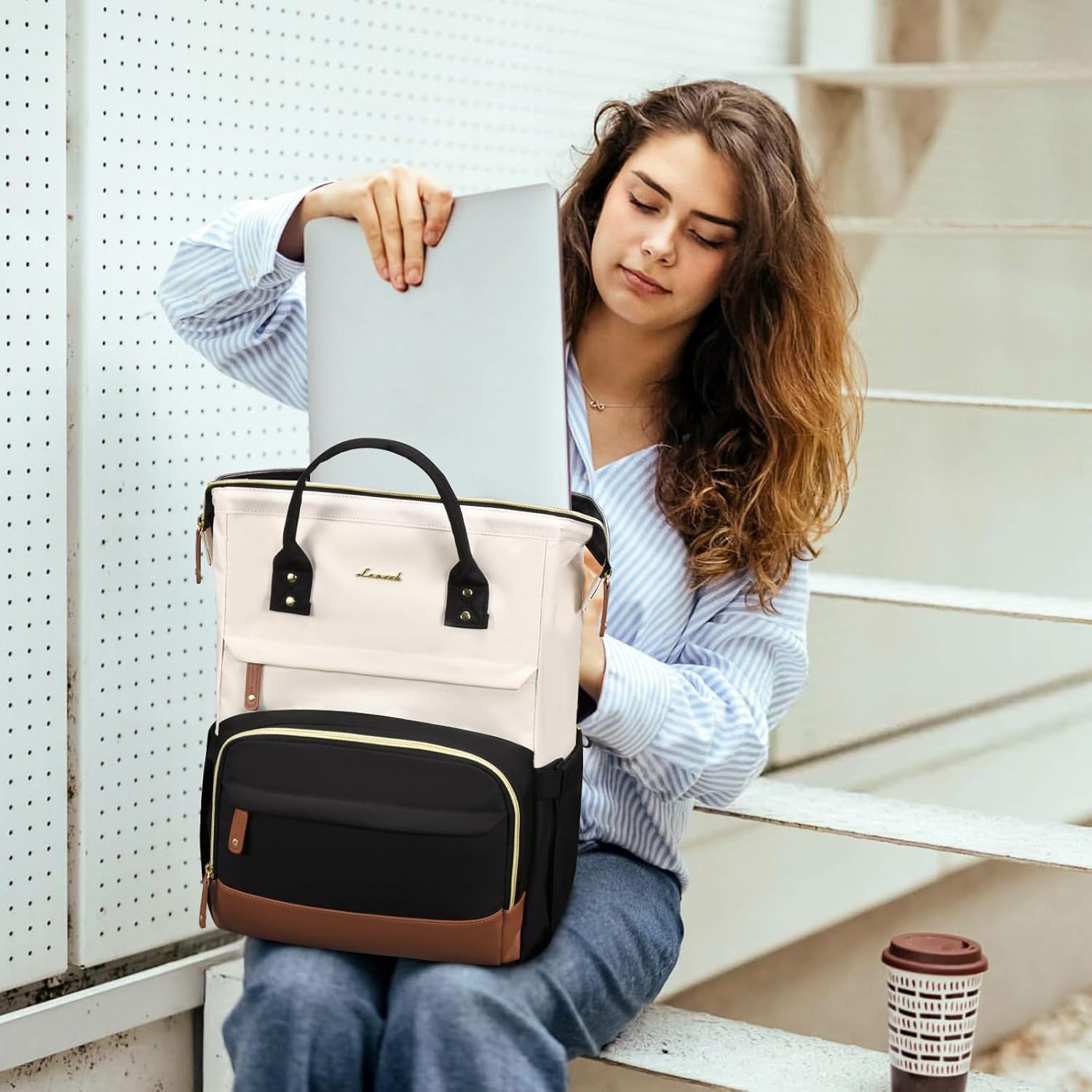 LOVEVOOK Laptop Backpack for Women, 15.6 Inch Work Business Backpacks Purse With Large Capacity, Waterproof Nurse Bag College Bookbag for School, Waterproof Casual Daypack for Travel