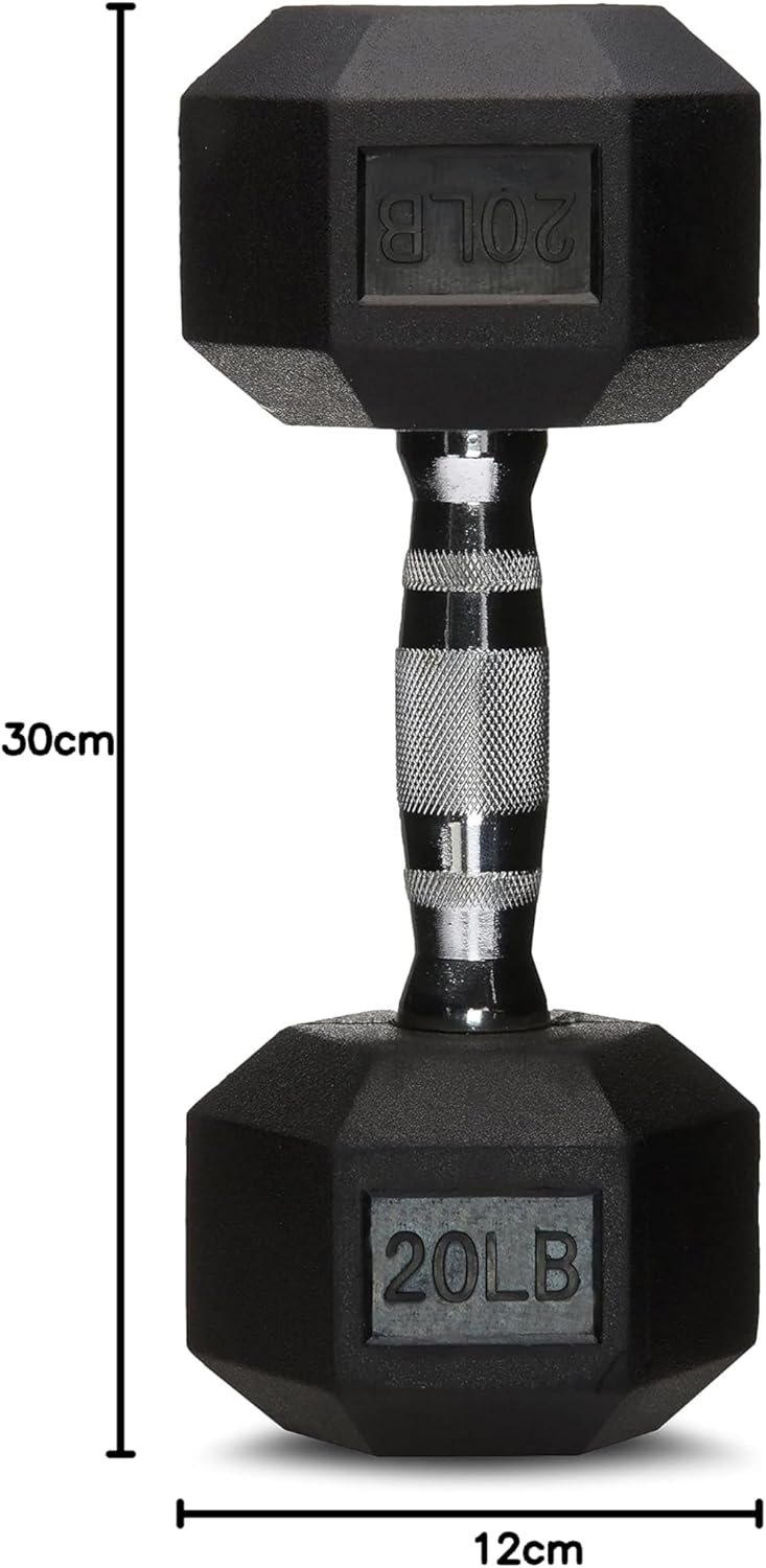 Basics Rubber Hex Dumbbell Hand Weight