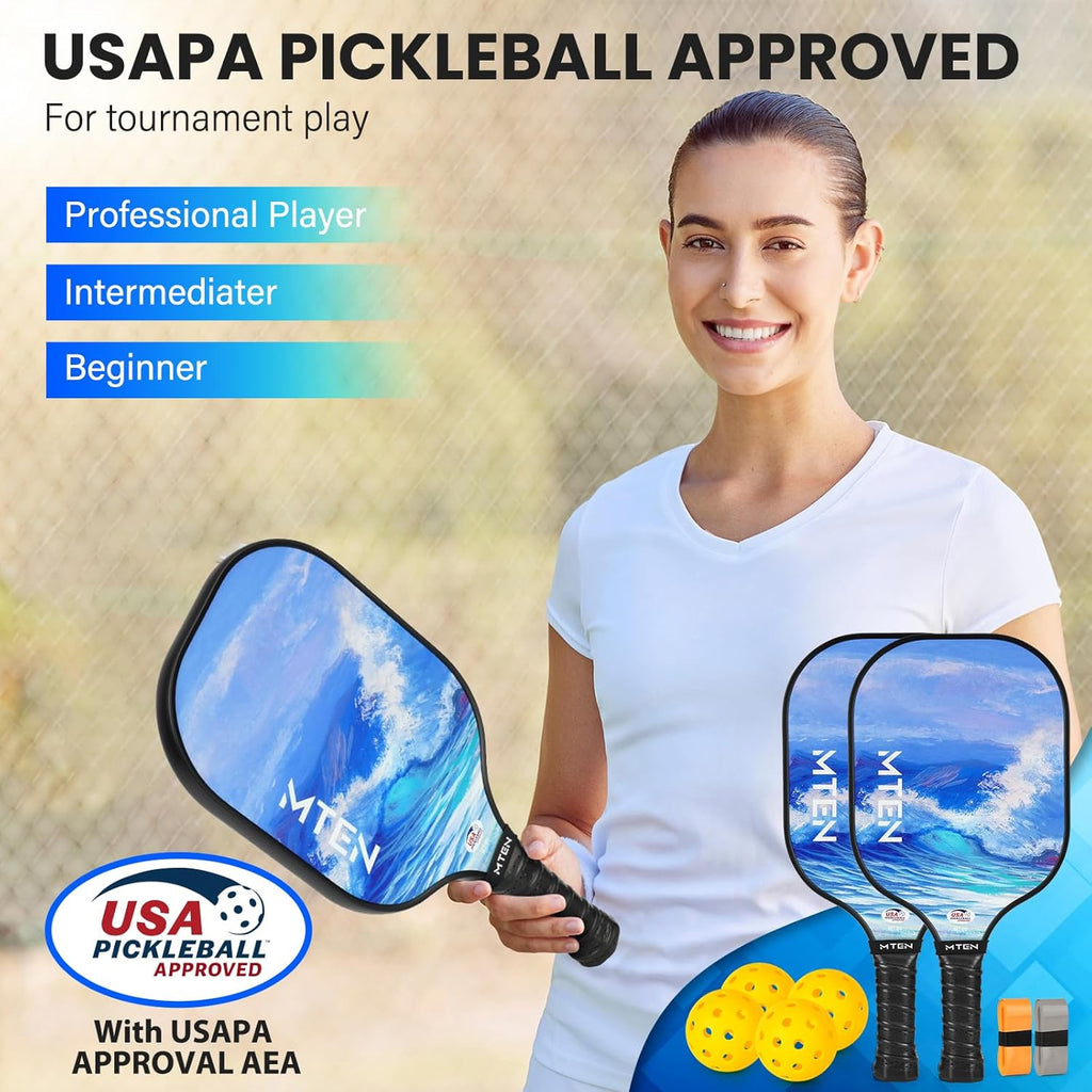 Pickleball Paddles, USAPA Approved Fiberglass Surface Pickleball Set with Pickleball Rackets, Pickleball Paddles Set for Men Women