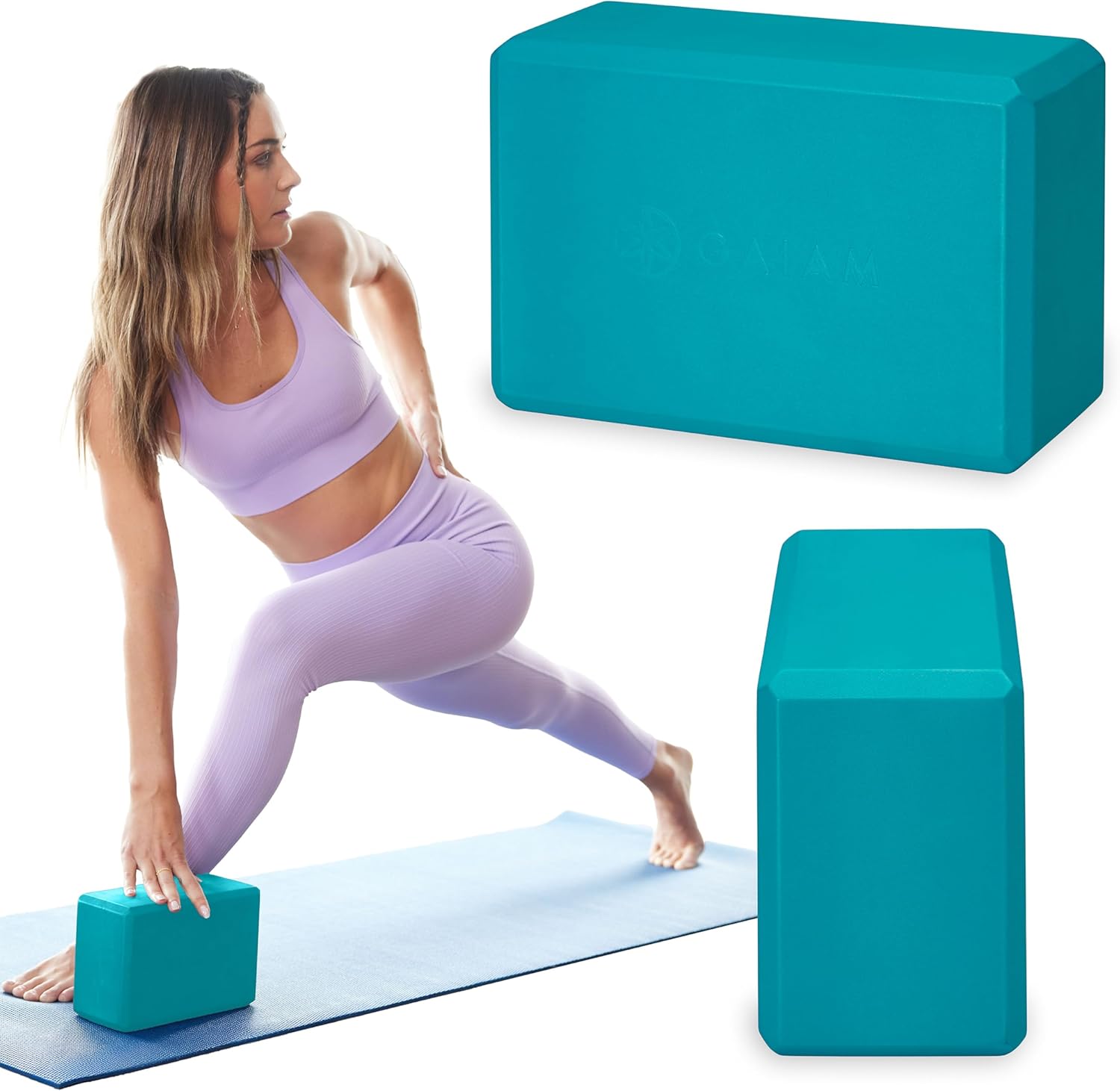 Gaiam Yoga Block - Supportive Latex-Free Eva Foam - Soft Non-Slip Surface with Beveled Edges for Yoga, Pilates, Meditation - Yoga Accessories for Stability, Balance, Deepen Stretches