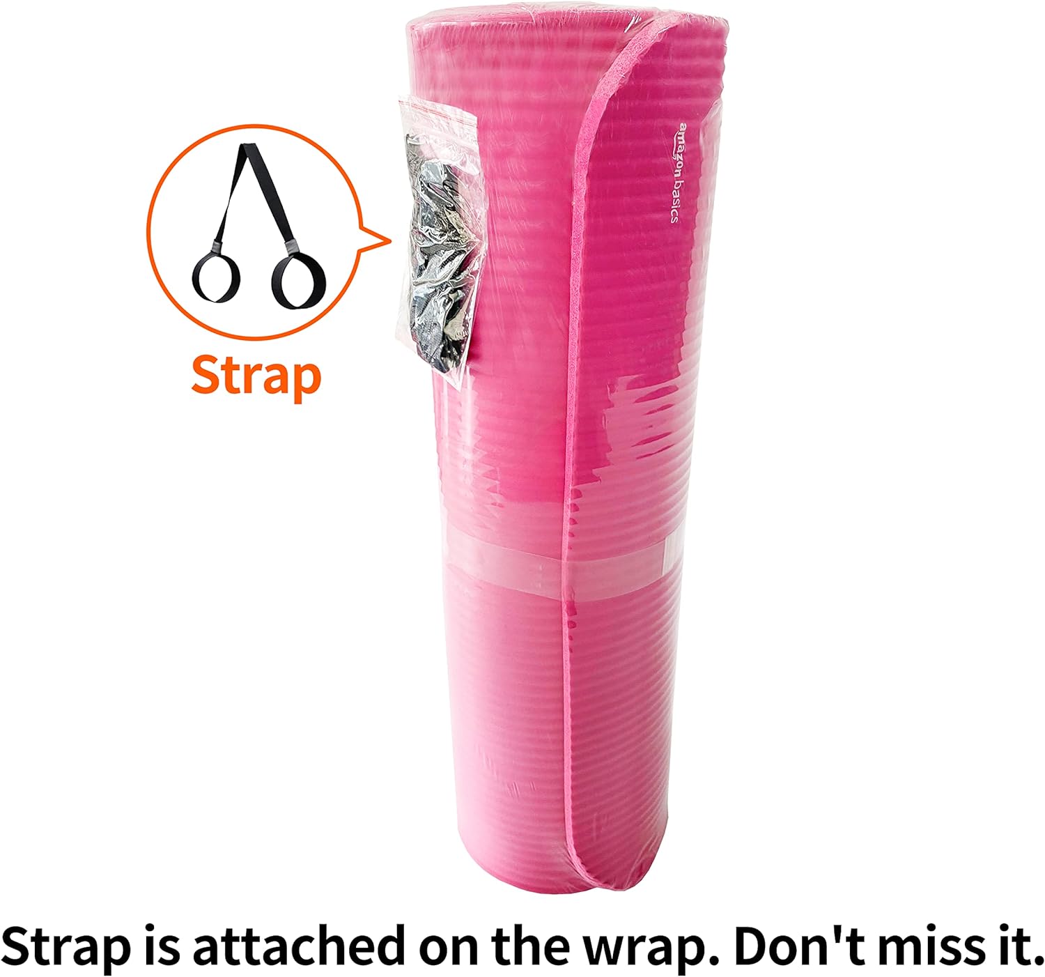 Basics 1/2 Inch Extra Thick Exercise Yoga Mat with Carrying Strap, Cushioned Support, for Fitness and Gym Workouts