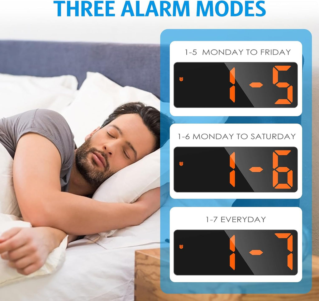 AMIR Digital Alarm Clock, [Upgraded Version] LED Clock for Bedroom, Electronic Desktop Clock with Type-C Port,Adjustable Brightness,DST,Snooze,12/24H Display for Home,Office