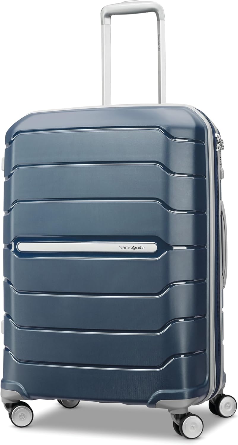 Samsonite Freeform Hardside Carry-On Luggage with Spinner Wheels - Hardshell Suitcase - TSA, Airline-Approved - Expandable Hard Shell, Smooth Rolling Wheels for Lightweight Travel - Navy