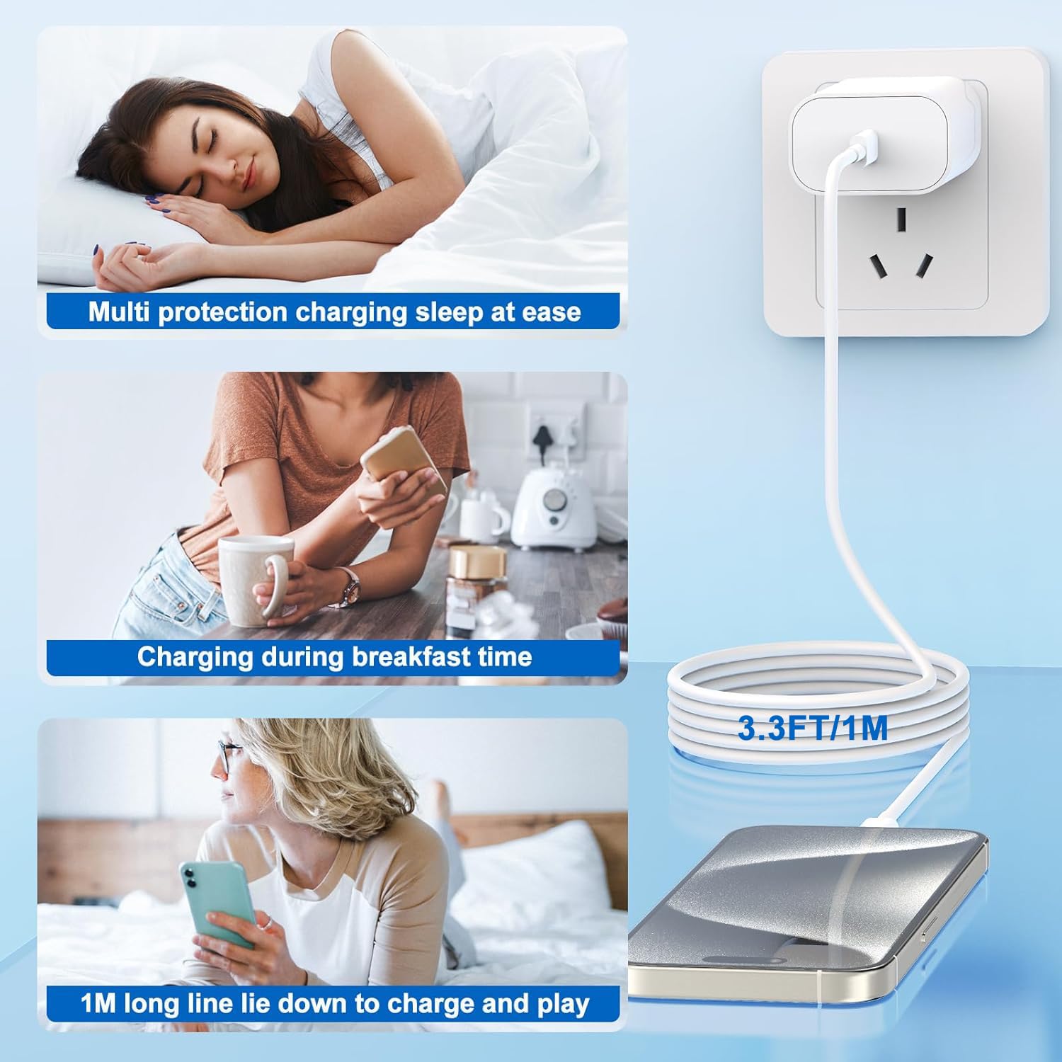 Fast iPhone Charger, iPhone Charger Fast Charging 2Pack Quick Chargers 6ft Long USB C to Lightning Cable Quick Charging Cord USB Charge Block Adapter for iPhone 14 Plus/14 ProMax/13 Mini 12/11/XS/iPad