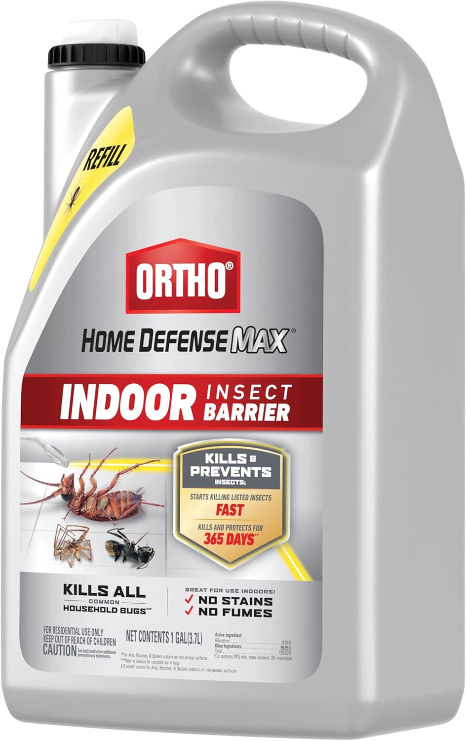 Ortho Home Defense Max Indoor Insect Barrier with Extended Reach Comfort Wand, Kills Ants, Roaches, Spiders, Fleas and Ticks, 1 gal.