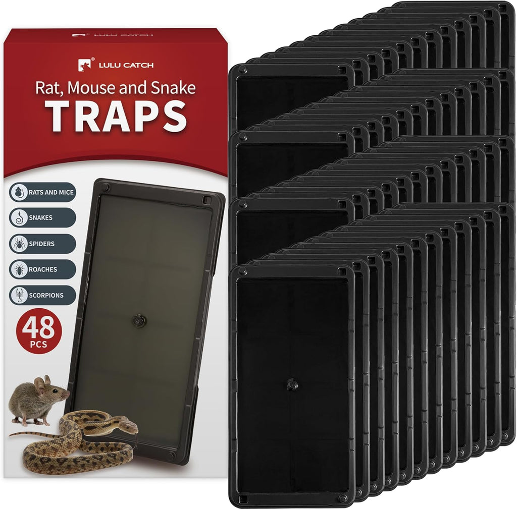 LULUCATCH Mouse & Insect Traps 12 Pack, Heavier Sticky Traps with Non-Toxic Glue for Small Mice & Insects. Sticky Mouse Traps Indoor, Easy to Set, Pet Safe Pest Control