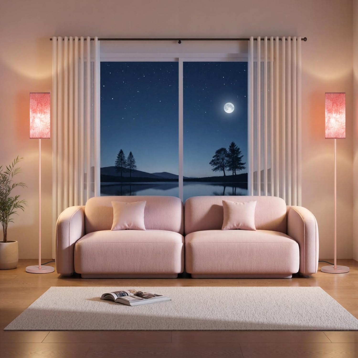 64.6" Floor Lamp, Pole with Foot Switch, Modern Standing Lamp Lampshade, Minimalist Freestanding Lamp (Bulb Not Included), for Living Room, Bedroom Office ETL Listed, Black and Beige E07LD05