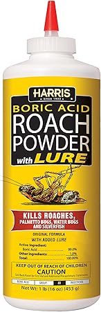 HARRIS Boric Acid Roach and Silverfish Killer Powder w/Lure for Insects (16oz)