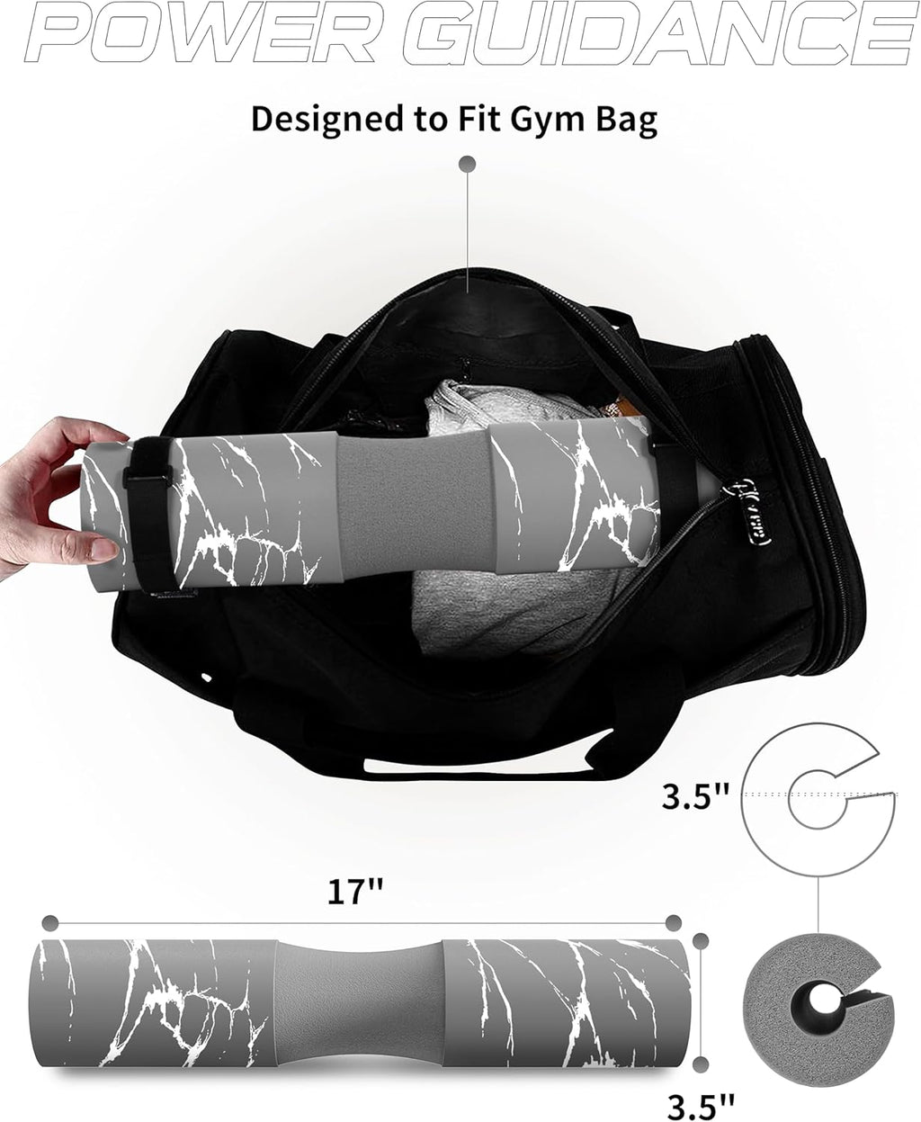 POWER GUIDANCE Barbell Squat Pad - Neck & Shoulder Protective Pad - Great for Squats, Lunges, Hip Thrusts, Weight Lifting & More - Fit Standard and Olympic Bars Perfectly