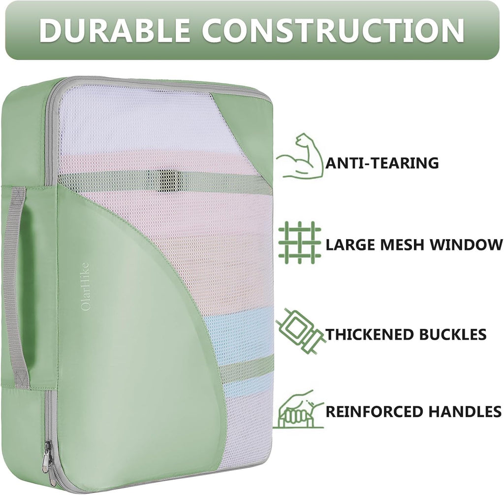 10 Set/8 Set Packing Cubes for Travel, Gifts for Women Mom,Anti-Tearing Suitcase Organizer for Luggage with Shoe & Hanging Toiletry Bag,OlarHike Vacation Essentials & Accessories for Cruise Ship,Cream