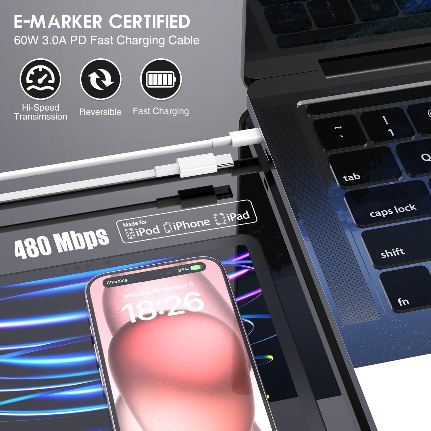 Fast iPhone Charger, iPhone Charger Fast Charging 2Pack Quick Chargers 6ft Long USB C to Lightning Cable Quick Charging Cord USB Charge Block Adapter for iPhone 14 Plus/14 ProMax/13 Mini 12/11/XS/iPad