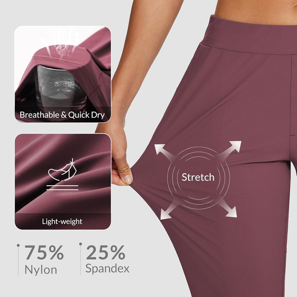 baleaf Womens Travel Pants Lightweight Stretch with Zipper Pockets Petite Ankle Dressy Golf Work Business Casual Slacks