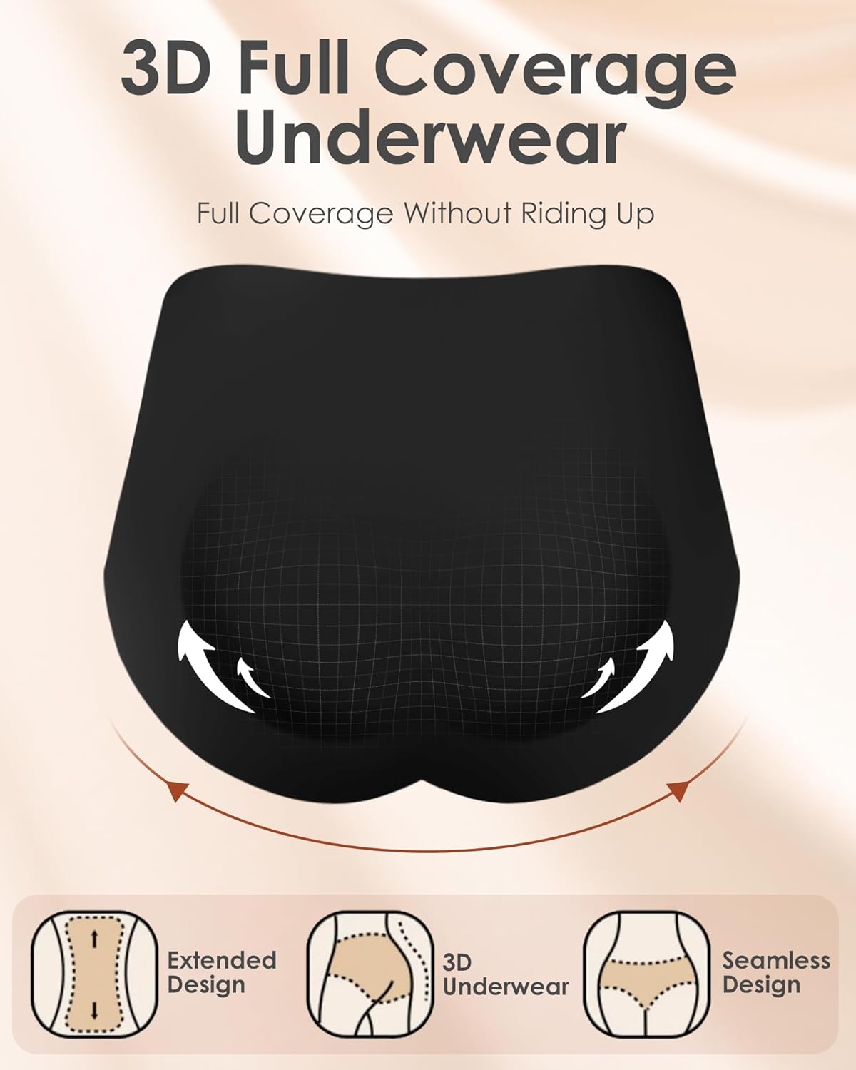 Kalapa Womens Underwear Seamless Full Coverage Breathable Briefs No Show Silky Stretch High Waisted Ladies Panties 6 Pack