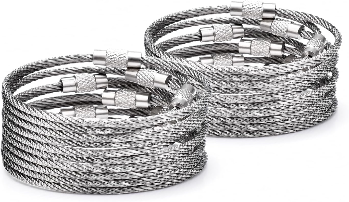 CooBigo 16 Pack Stainless Steel Loops 2mm Coated Wire Keychain Cable Large Keyrings 6 inch Key Chain for Luggage Tags, Key Tags, Keyrings, Kitchen utensils, Duster-Assorted Colors