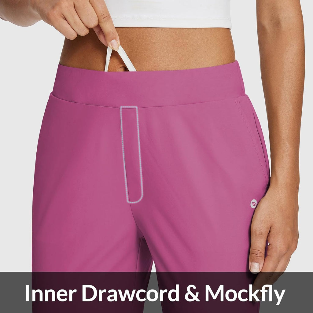 baleaf Womens Travel Pants Lightweight Stretch with Zipper Pockets Petite Ankle Dressy Golf Work Business Casual Slacks