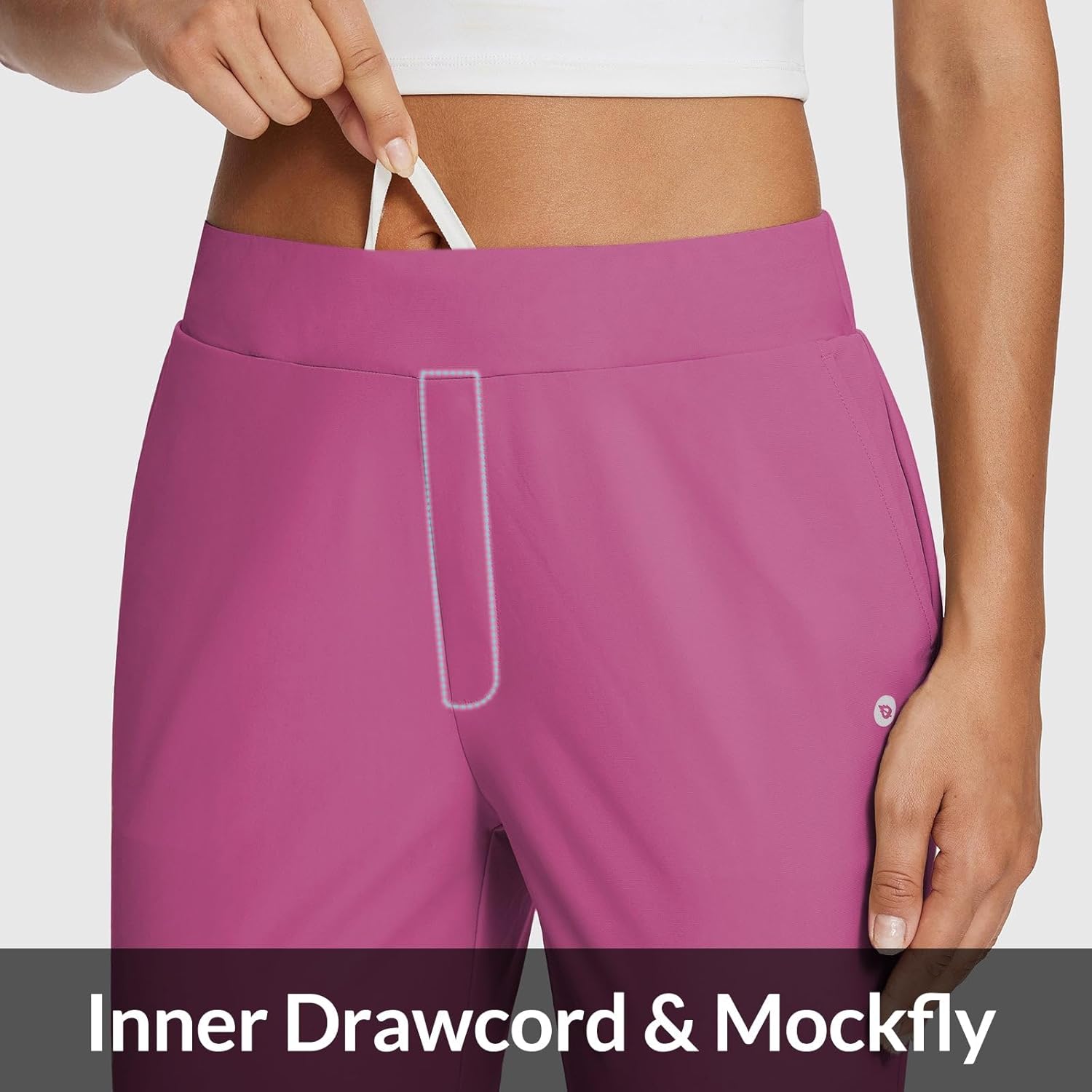 baleaf Womens Travel Pants Lightweight Stretch with Zipper Pockets Petite Ankle Dressy Golf Work Business Casual Slacks