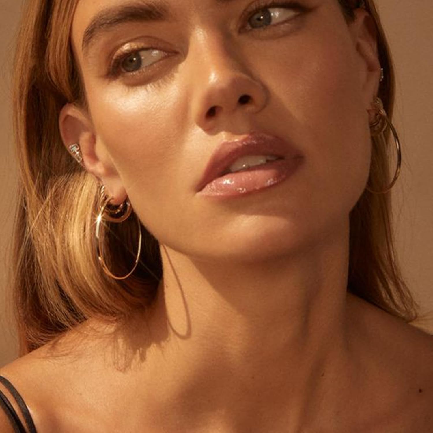 Gold Hoop Earrings Set for Women, 12 Pairs Hypoallergenic Large/Big Thin Thick Gold Hoops Earrings Loop Pack for Jewelry Gift 40mm/50mm