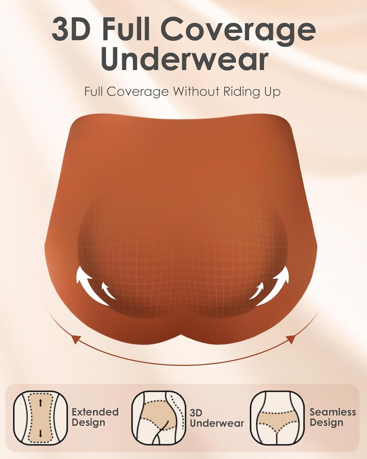 Kalapa Womens Underwear Seamless Full Coverage Breathable Briefs No Show Silky Stretch High Waisted Ladies Panties 6 Pack