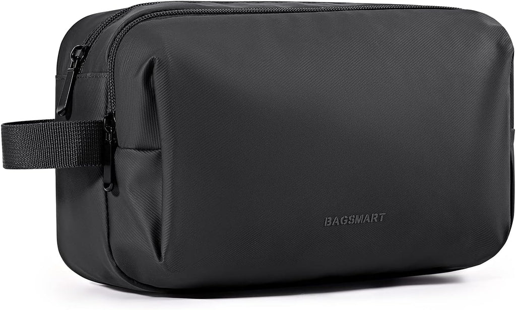 BAGSMART Toiletry Bag for Men, Travel Toiletry Organizer Dopp Kit Water-resistant Shaving Bag for Toiletries Accessories, Door Room Essentials, Black-medium