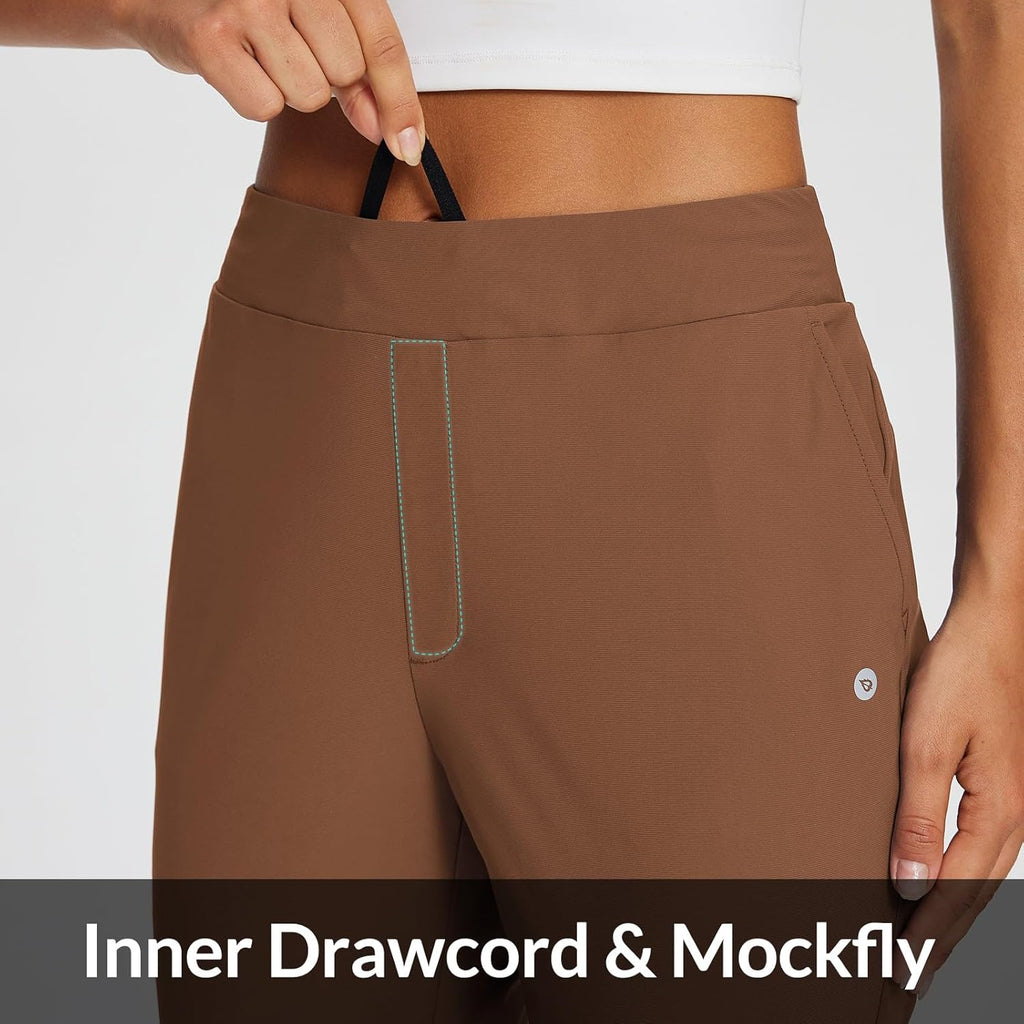 baleaf Womens Travel Pants Lightweight Stretch with Zipper Pockets Petite Ankle Dressy Golf Work Business Casual Slacks