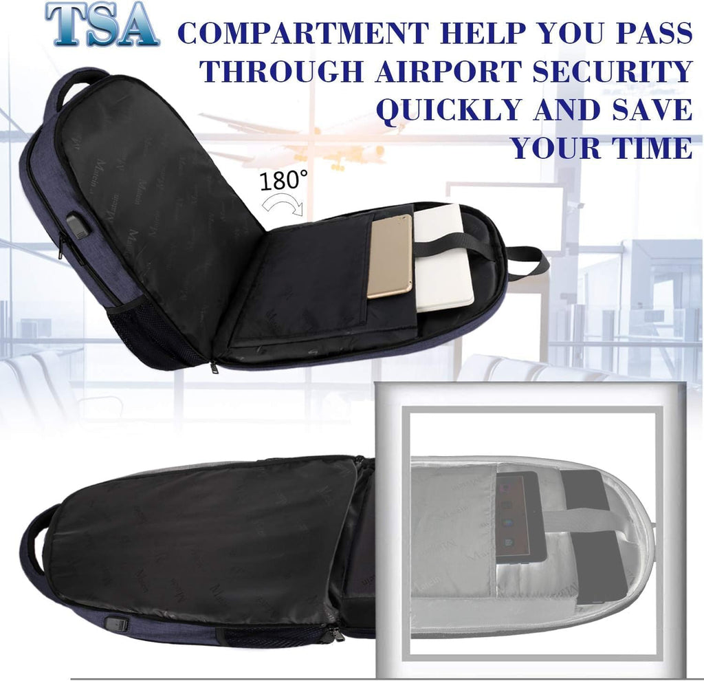 MATEIN Travel Laptop Backpack, Business Anti Theft Slim Sturdy Laptops Backpack with USB Charging Port, Water Resistant College School Computer Bag Gift for Men & Women Fits 15.6 Inch Notebook, Grey