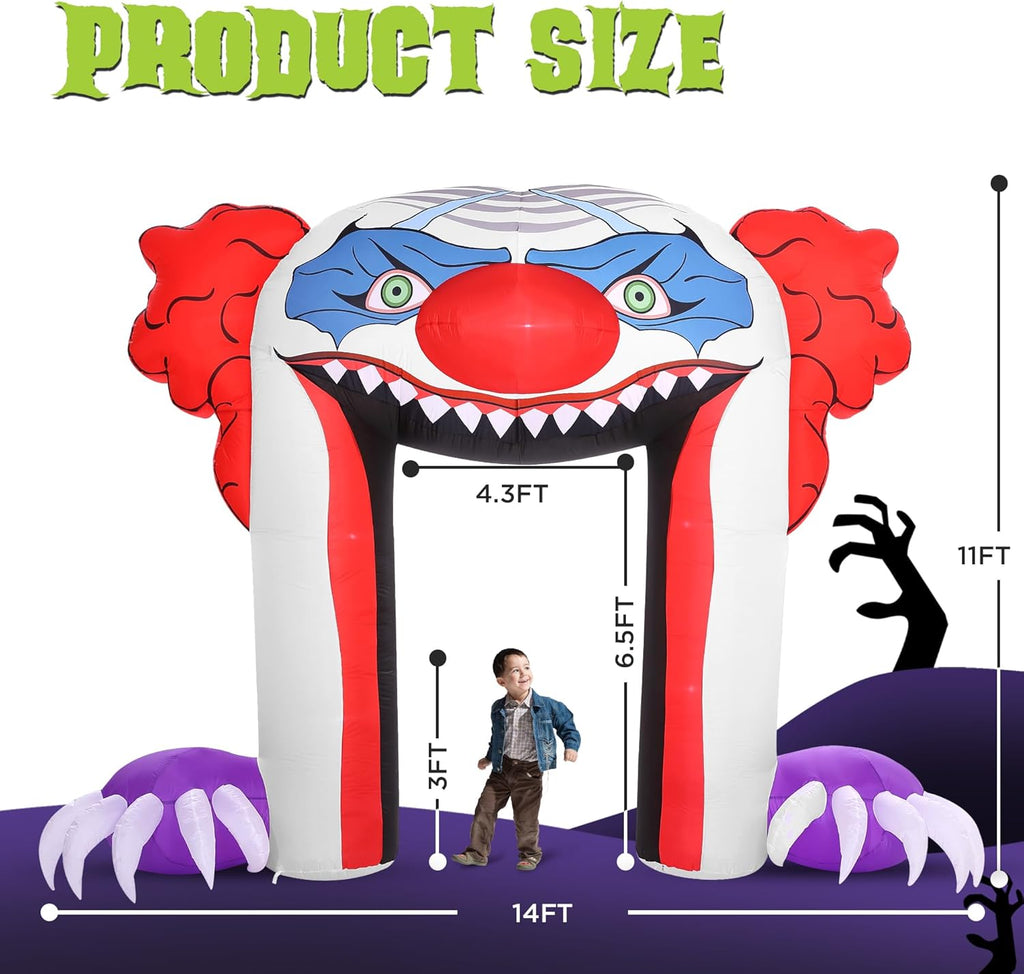 ZPISF Giant 10 FT Halloween Inflatables Clown Archway Outdoor Decorations, Scary Halloween Arch Blow Up Yard Decorations for Front Yard Lawn Garden Decor