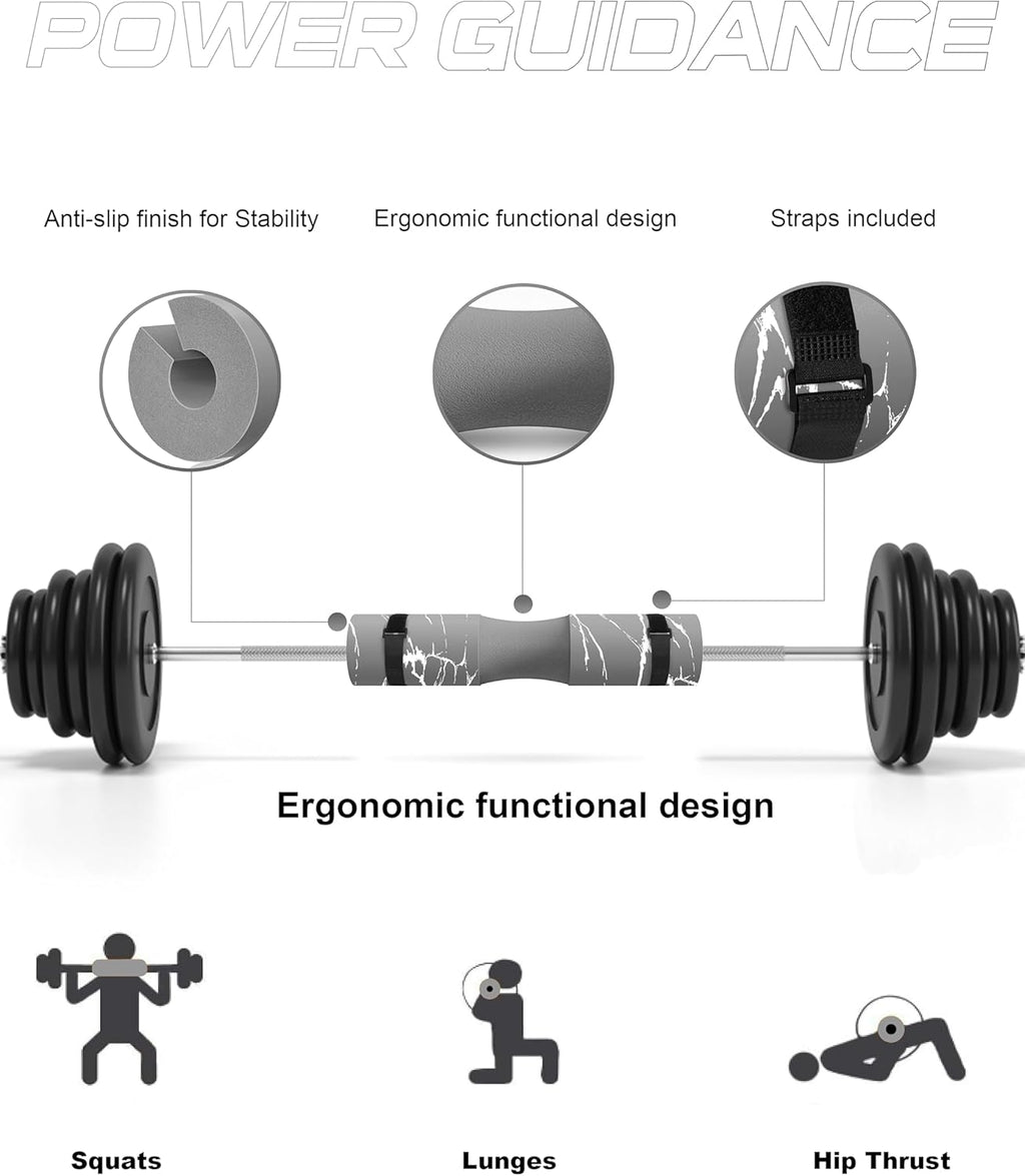 POWER GUIDANCE Barbell Squat Pad - Neck & Shoulder Protective Pad - Great for Squats, Lunges, Hip Thrusts, Weight Lifting & More - Fit Standard and Olympic Bars Perfectly