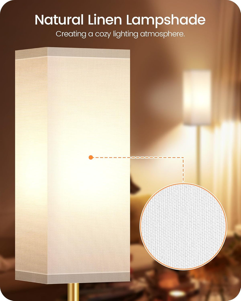 64.6" Floor Lamp, Pole with Foot Switch, Modern Standing Lamp Lampshade, Minimalist Freestanding Lamp (Bulb Not Included), for Living Room, Bedroom Office ETL Listed, Black and Beige E07LD05