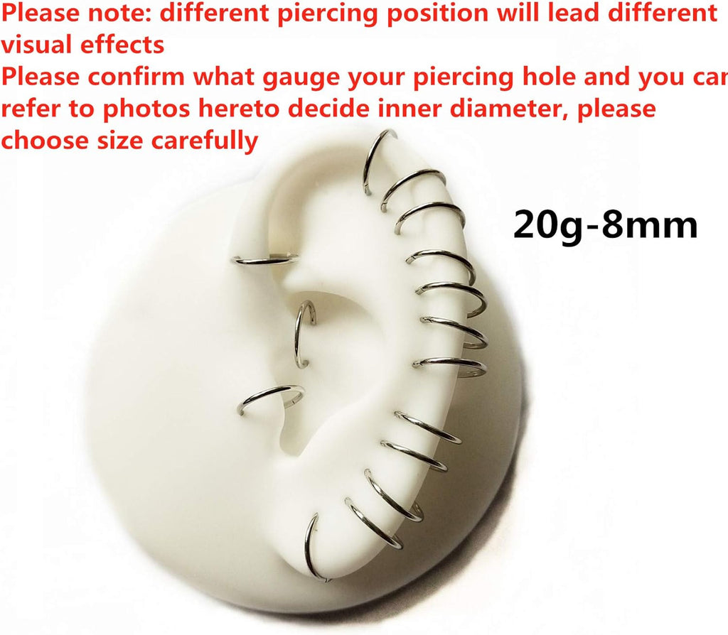 ORANGELOVE Hypoallergenic Nose Rings 20G 18G 16G 14G 12G 10G 8G 316l Surgical Steel Septum Jewelry Hinged Segment Ring Body Piercing Nose Hoop Lip Rings Nose Helix Cartilage Rook Earrings