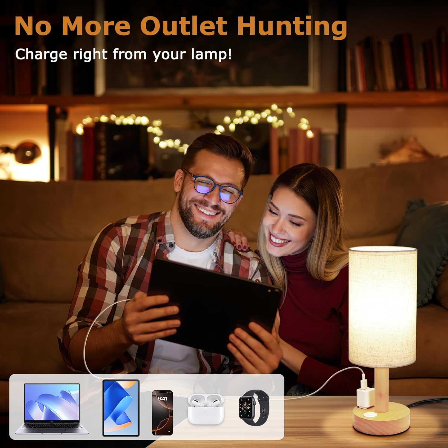 Small Bedside Table Lamp for Bedroom, Minimalist Wood Base & Round Fabric Shade, Mini Cute Cozy Warm White Nightstand Boho Lamp, Study Desk Night Stand Light for Room, Dorm, Nursery, Living Room