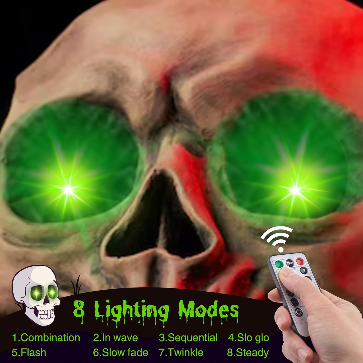 4 Pack Halloween Decoration LED Glowing Light Up Skulls Eyes, Horror DIY Glowing Eyes Lights Battery Operated for Halloween Decoration Masks, Skulls, Pumpkin, Spider, Tombstone Props (Red)
