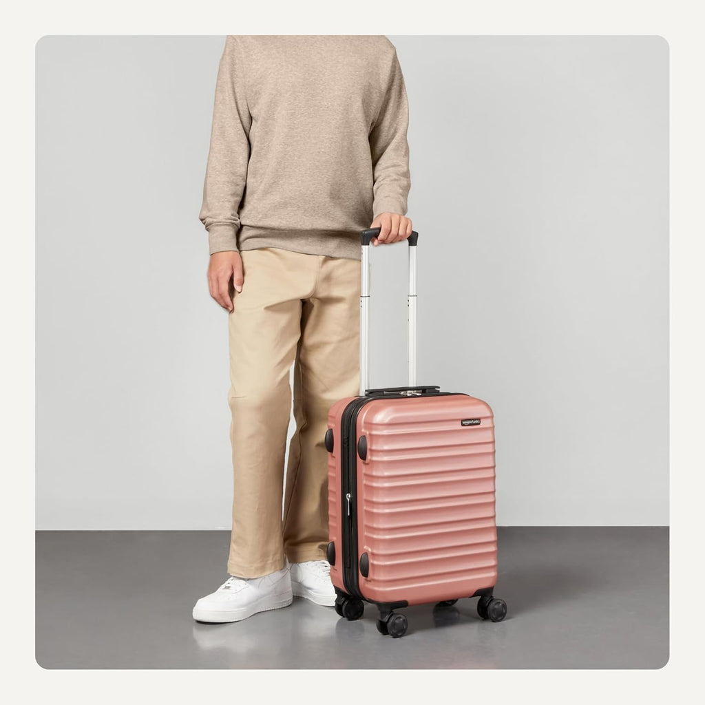 Basics 21" Hardside Carry-On Luggage, Hardshell Suitcase With Wheels, Expandable For Up to 25% More Space, With Scratch-Resistant Surface, Four Multi-directional Wheels, Black