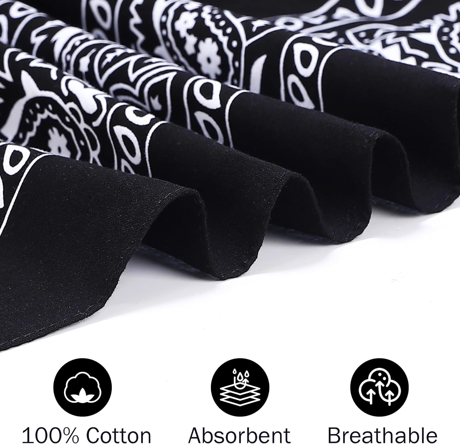 100% Cotton 27" x 27" Large Bandanas for Men & Women, Multi-Purpose Bandana Headbands, Square Head Scarf