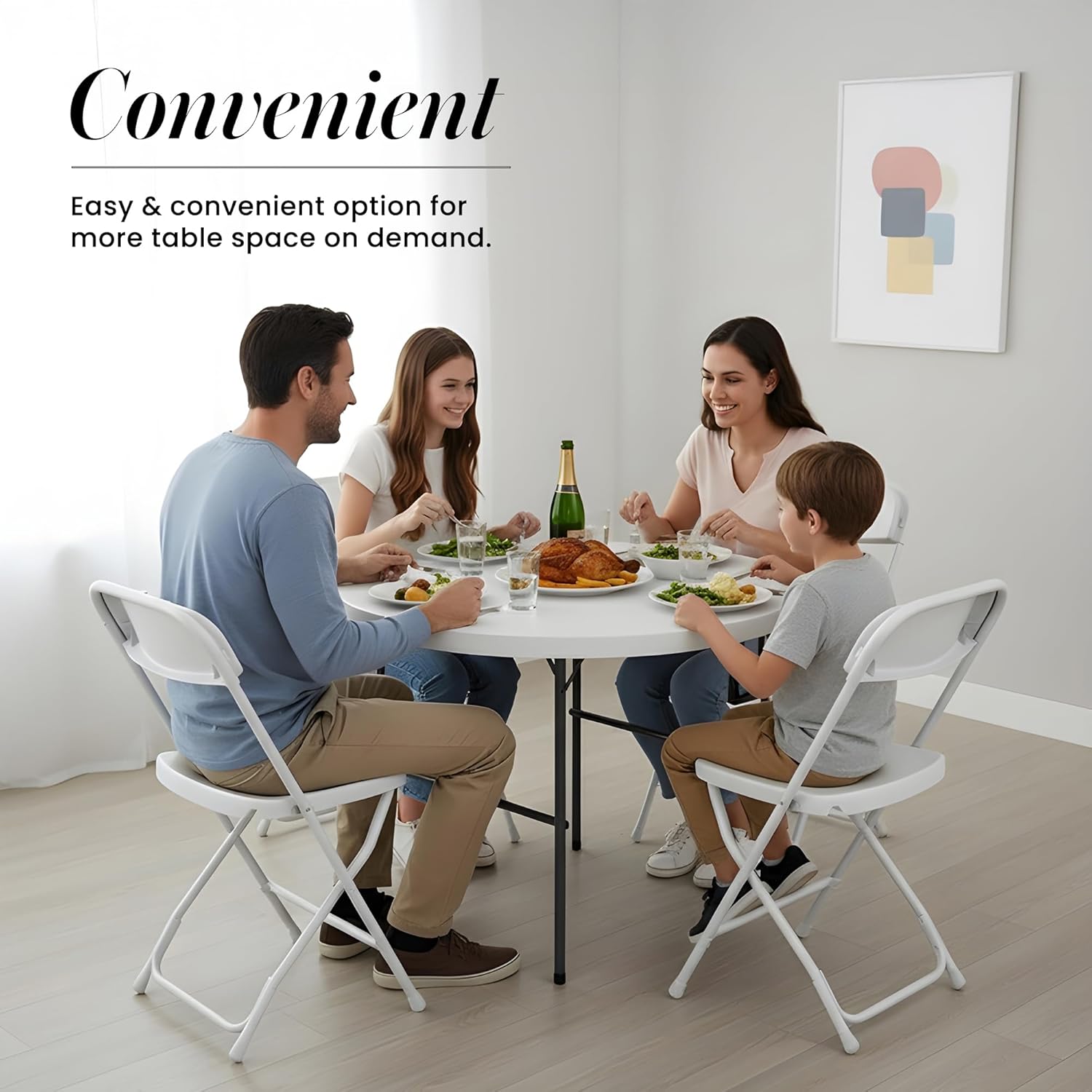 6 Feet Foldable Table with Built in Handle & Steel Legs | Heavy Duty Portable | Perfect for Party, Dining, Wedding, Events, Picnic Indoor, Outdoor, Camping, Utility, Folding