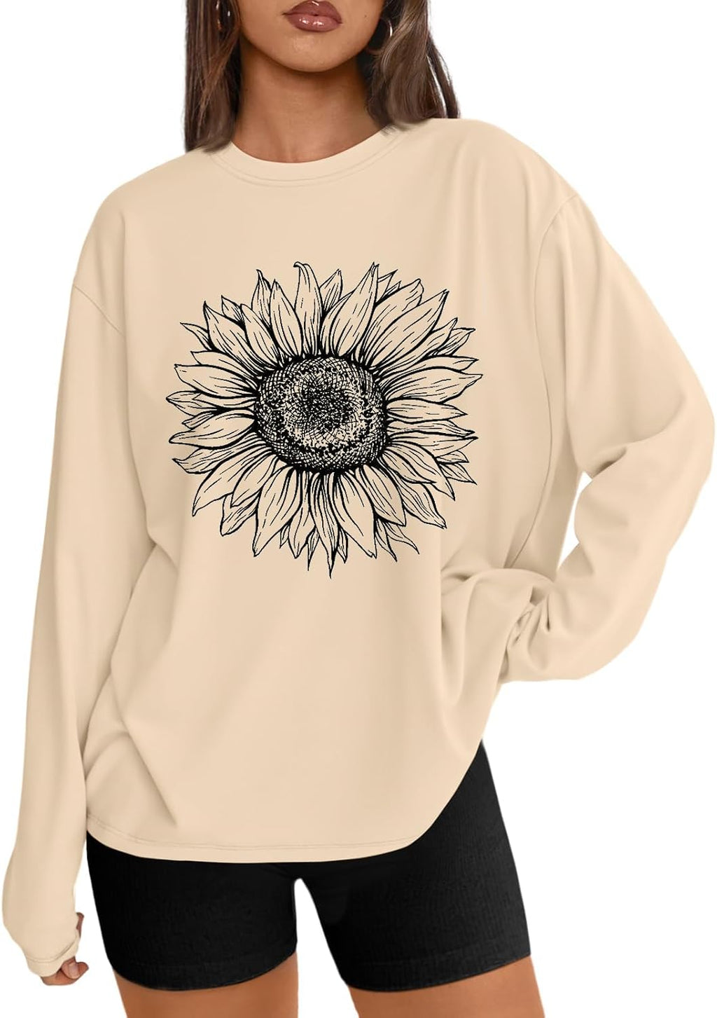 Trendy Queen Womens Oversized Long Sleeve T Shirts 2025 Basic Crewneck Tee Fall Tops Casual Workout Y2K Clothes