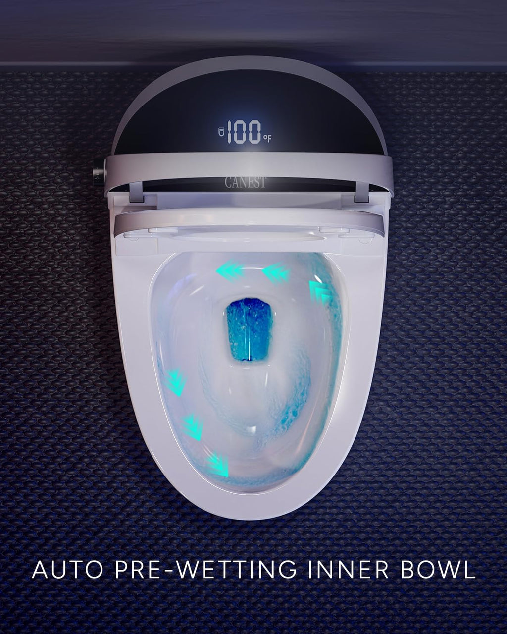 CANEST Smart Toilet, Smart Toilet with Bidet Built in, Pump-assisted Flush, Foot Sensor Operation, Warm Water, Heated Seat, Air Dryer, Digital Display (TC-100GE)