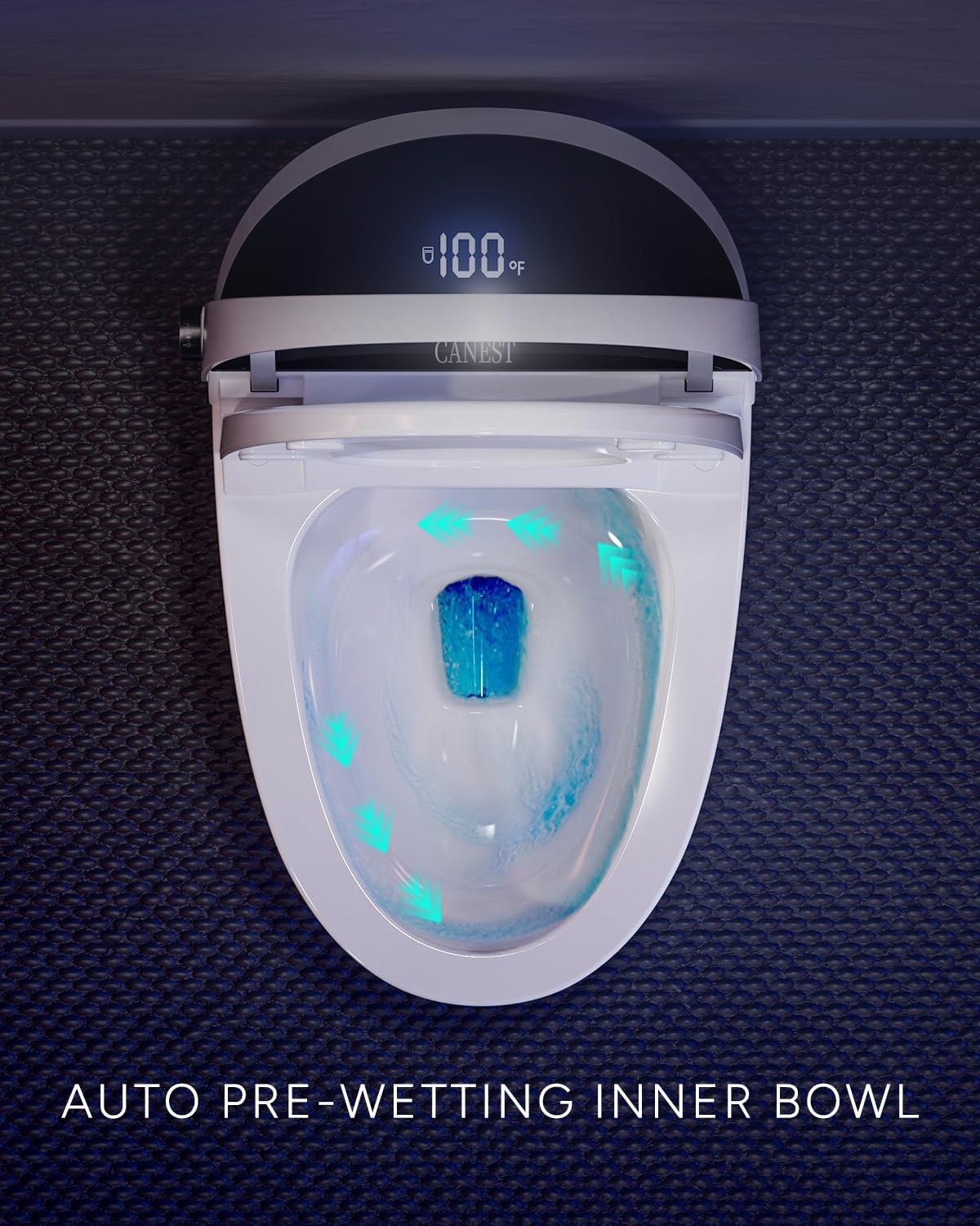 CANEST Smart Toilet, Smart Toilet with Bidet Built in, Pump-assisted Flush, Foot Sensor Operation, Warm Water, Heated Seat, Air Dryer, Digital Display (TC-100GE)