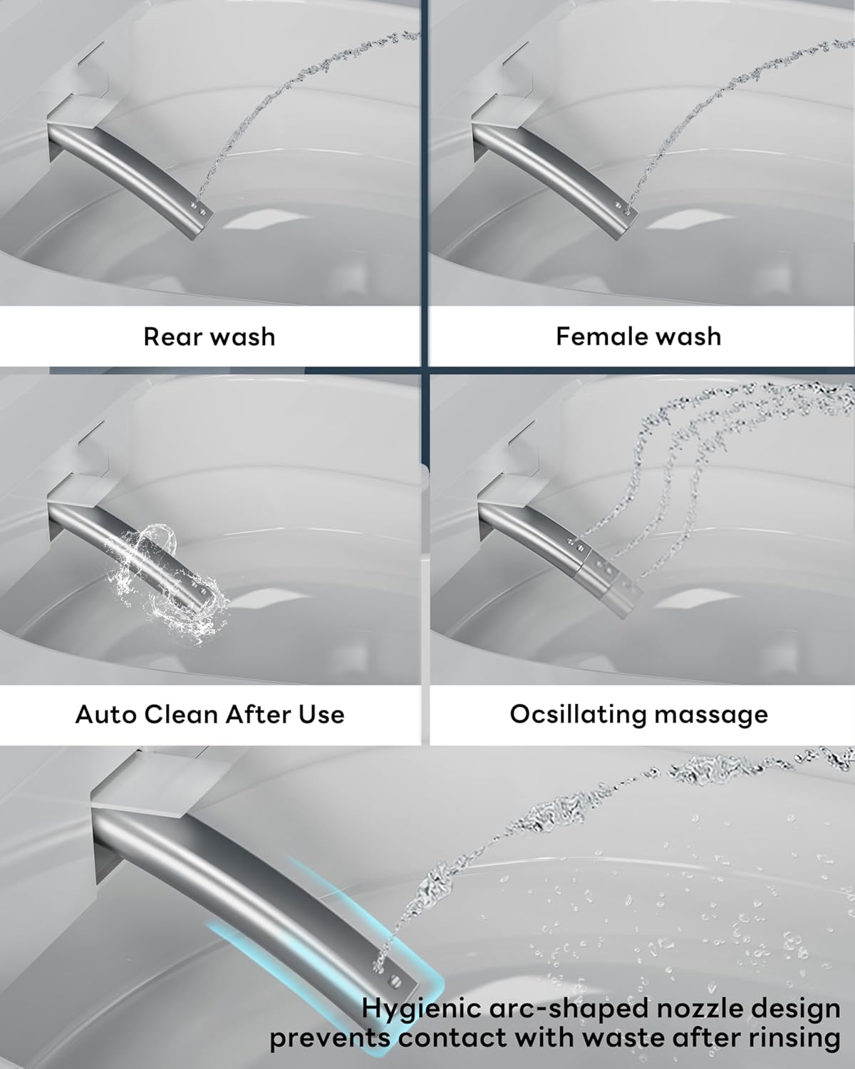 CANEST Smart Toilet, Smart Toilet with Bidet Built in, Pump-assisted Flush, Foot Sensor Operation, Warm Water, Heated Seat, Air Dryer, Digital Display (TC-100GE)