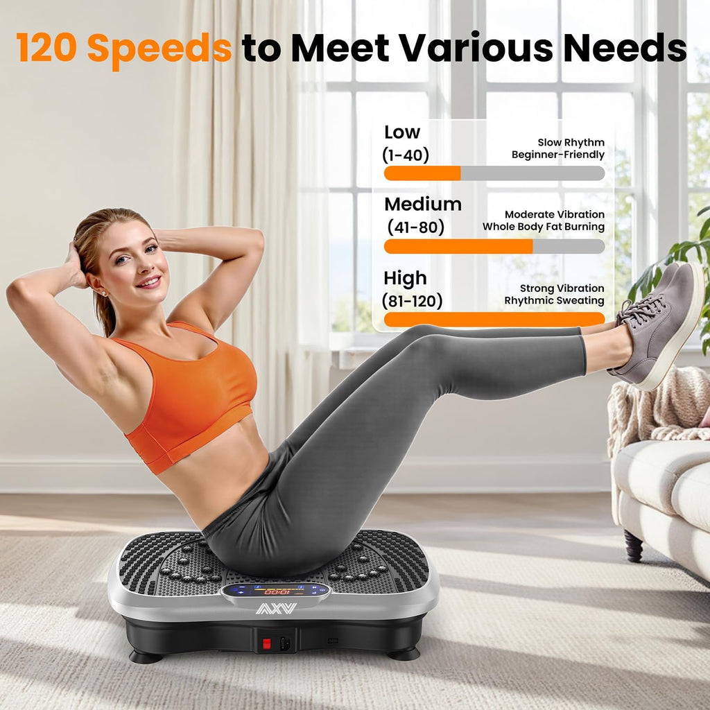 AXV Vibration Plate Fitness Platform Exercise Machine Vibrating Shaking Full Body Shaker Workout Vibrate Stand Shake Board Sport Gym for Weight Loss Fat Burner for Women Men