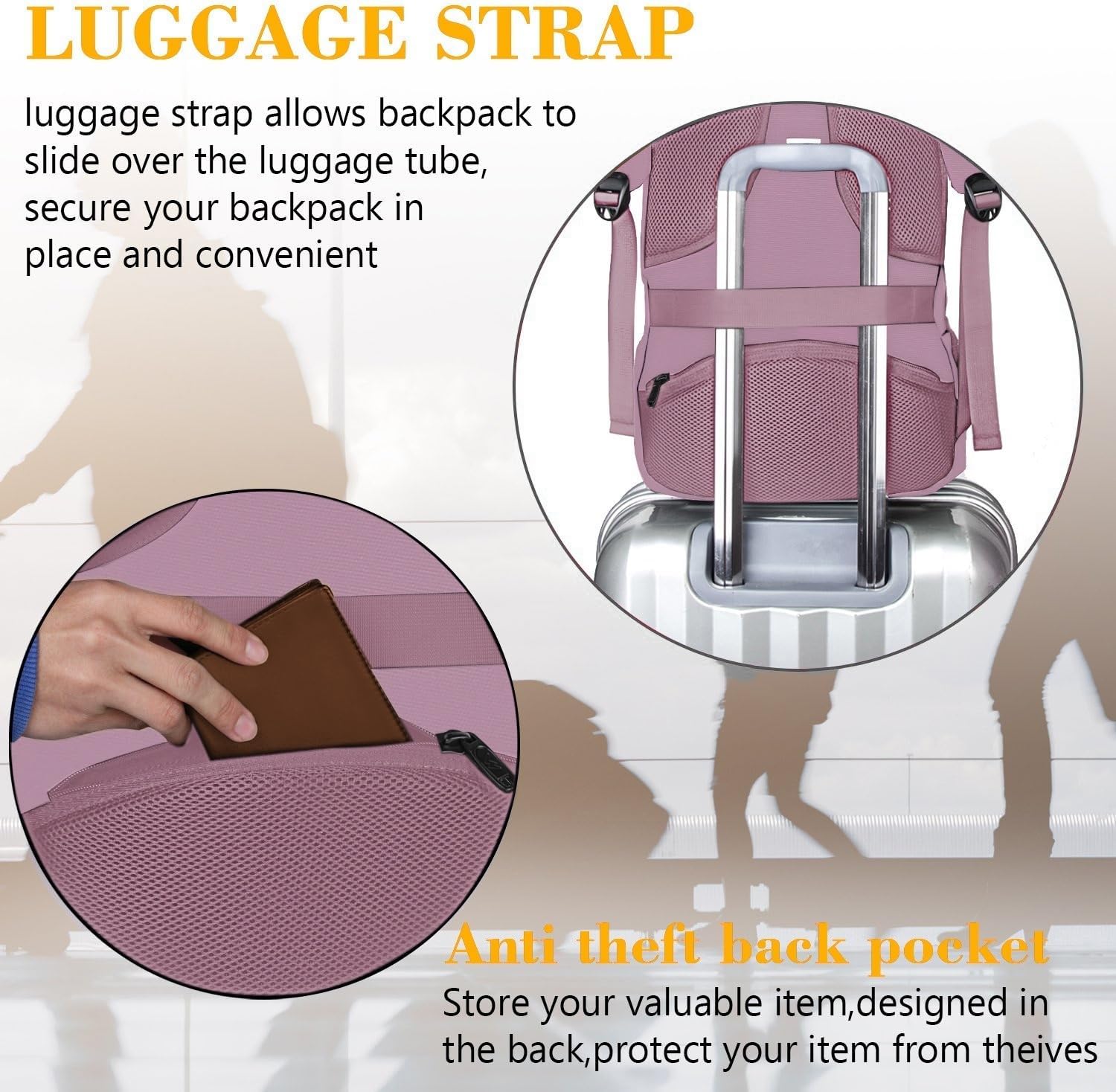 MATEIN Travel Laptop Backpack, Business Anti Theft Slim Sturdy Laptops Backpack with USB Charging Port, Water Resistant College School Computer Bag Gift for Men & Women Fits 15.6 Inch Notebook, Grey