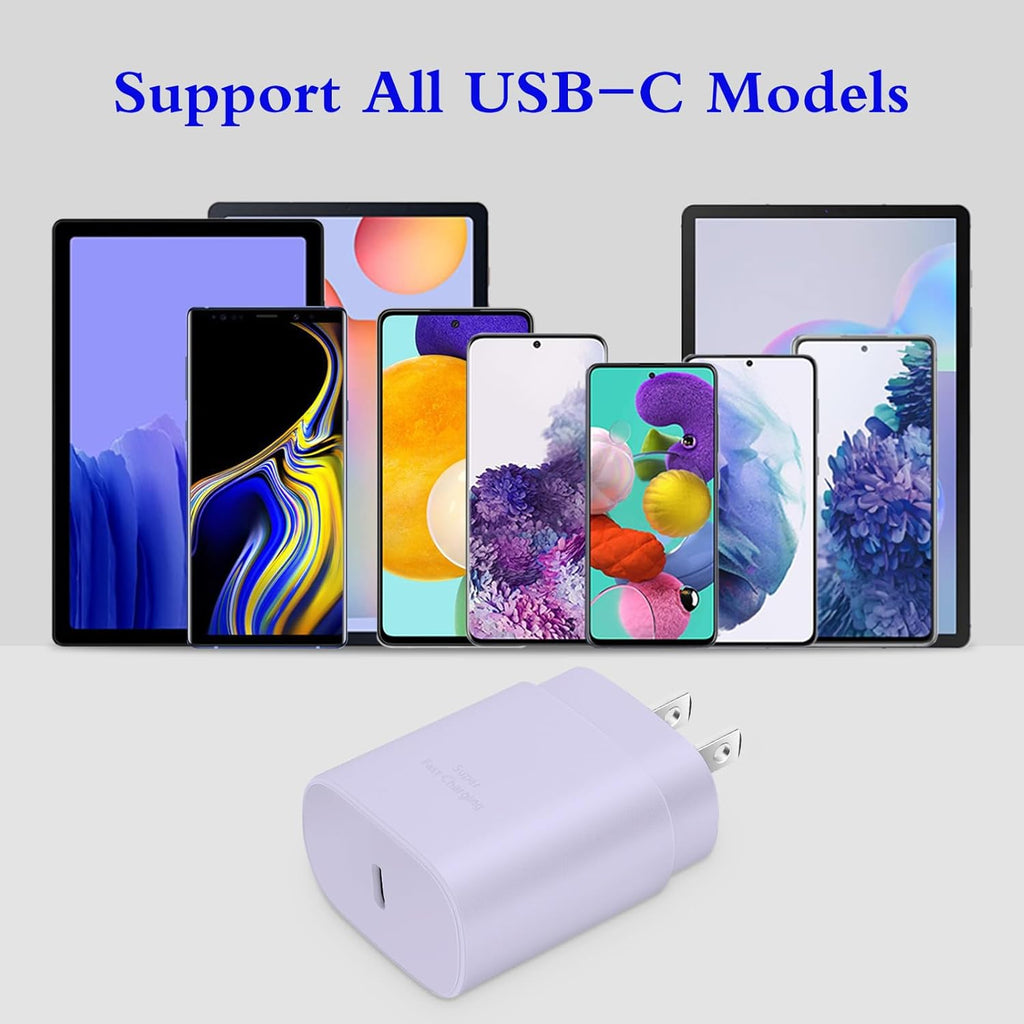 Type C Charger, 2-Pack 25W Type C Fast Charging Block with 6ft USB C Charger Cable Compatible with Galaxy S25 S24 S23 S22 S21+/Phone 16/16 Pro Max/15/15 Pro Max/15 Plus-Black